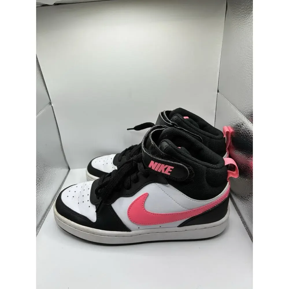 Nike Court Borough Mid 2 GS Sz 5Y White Black Pink Hi Top Sneakers Womens 6.5